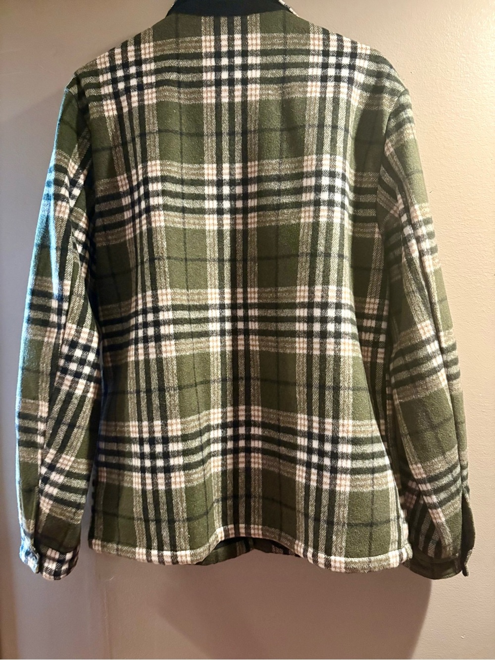 Men's Olive Green Plaid Button-Up Jacket